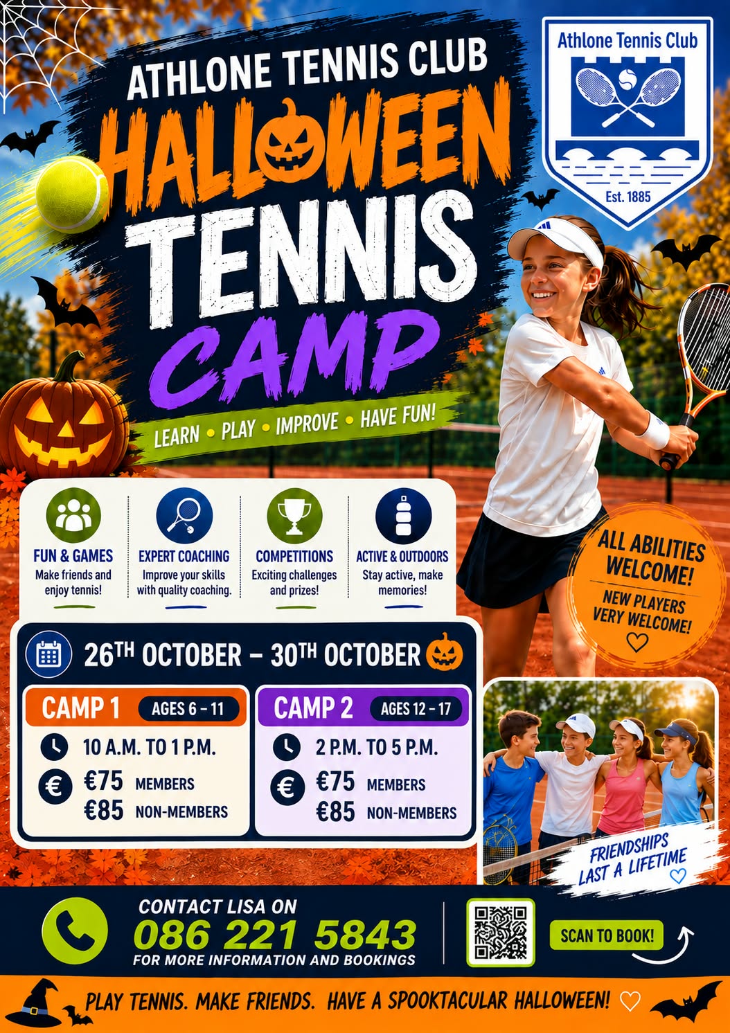 Halloween Tennis Camp, 26th-30th October 2026